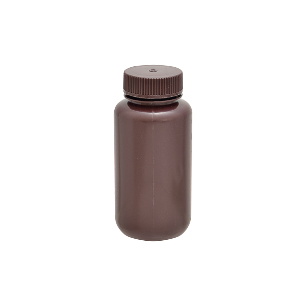 Bottiglia cilindrica in HDPE a collo largo, ambrata
