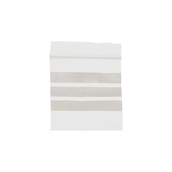 Sacchetto con zip, con area di scrittura di colore bianco