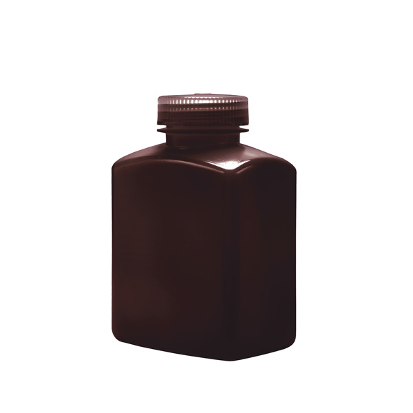 Bottiglia rettangolare in HDPE, ambrata